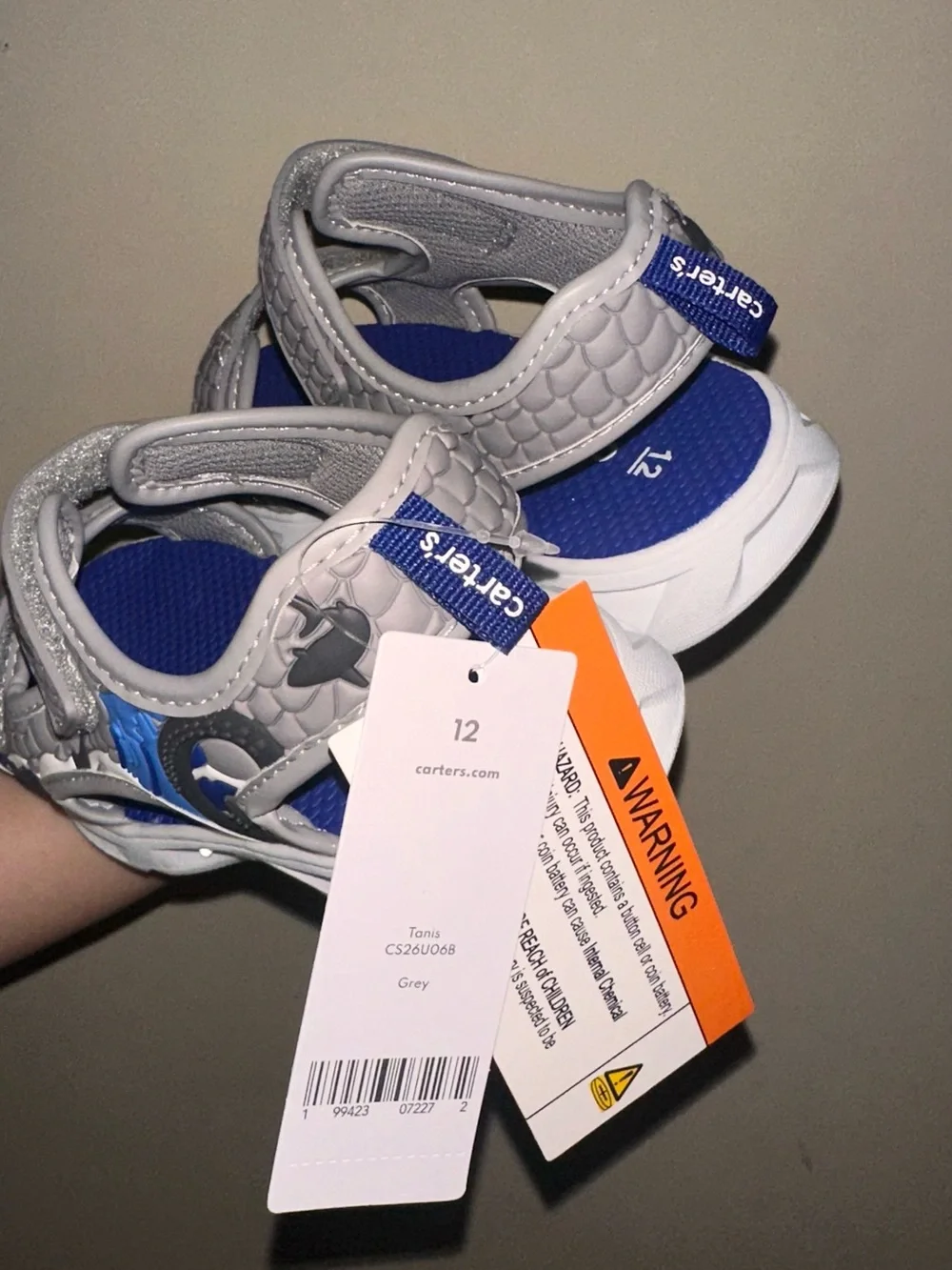 Carter's Gray and Blue Velcro Sport Sandals